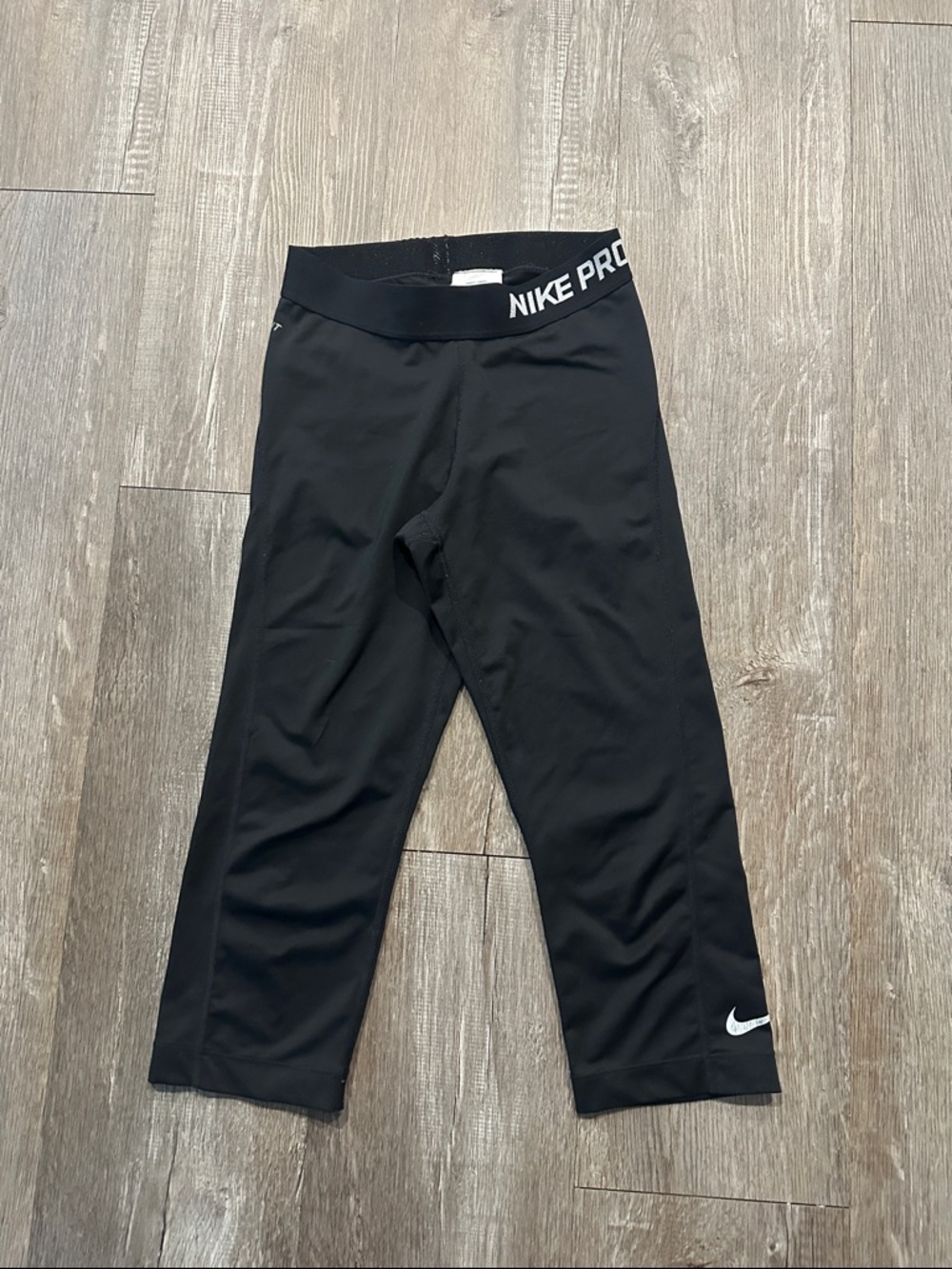 Nike Black Capri Training Leggings with White Swoosh